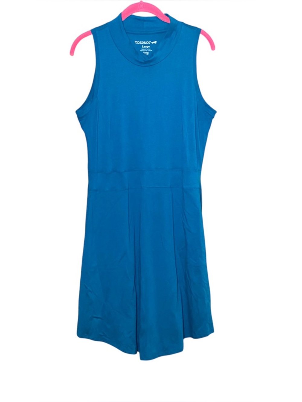 Toad&co Blue Summerdance Sleeveless Dress Womens Large Mock Neck Organic Cotton